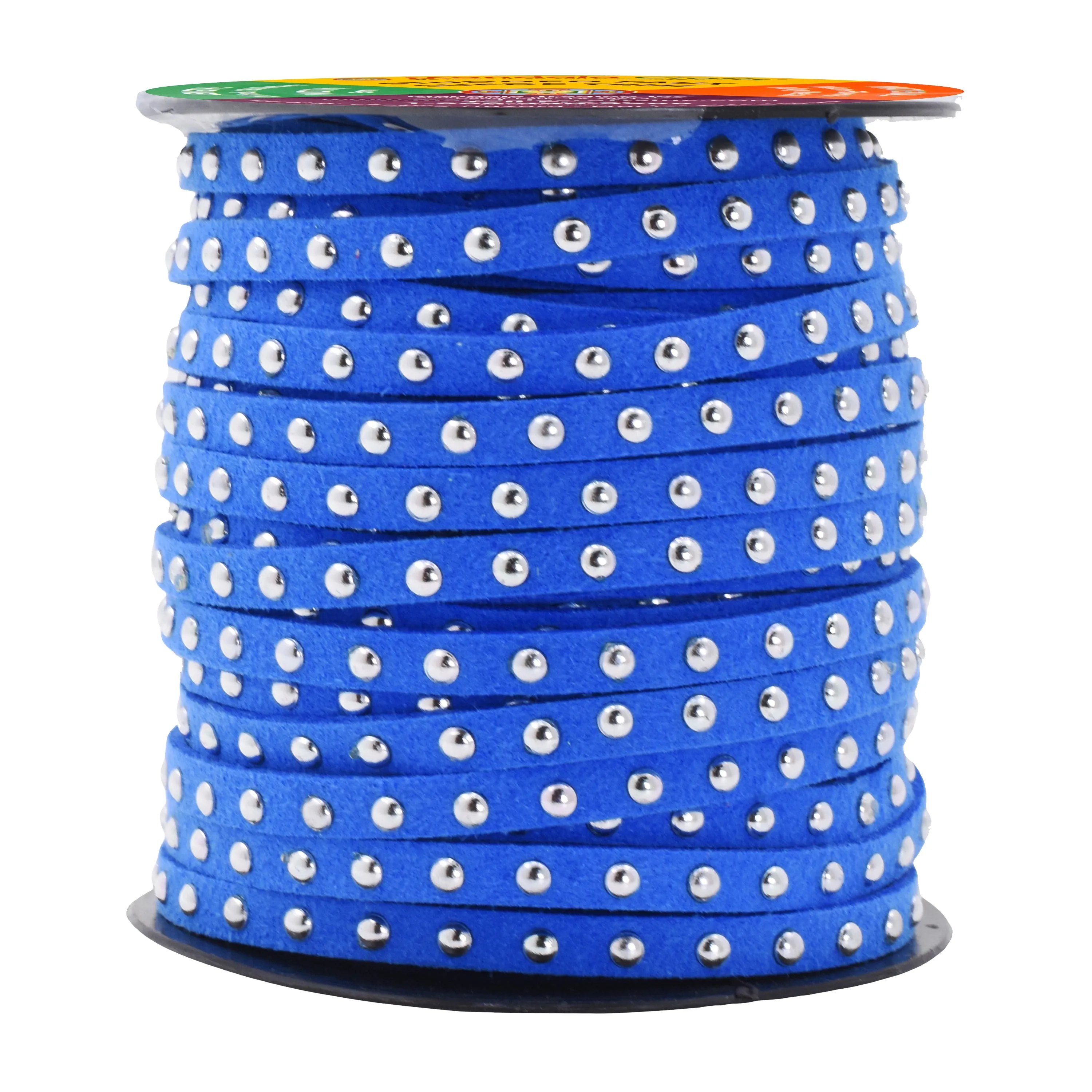 5mm Studded Faux Suede Cord Rope for Jewelry Making - 20 Yards Faux Leather Ribbon - Flat Micro Fiber Leather String Faux Leather Lace with Rivets