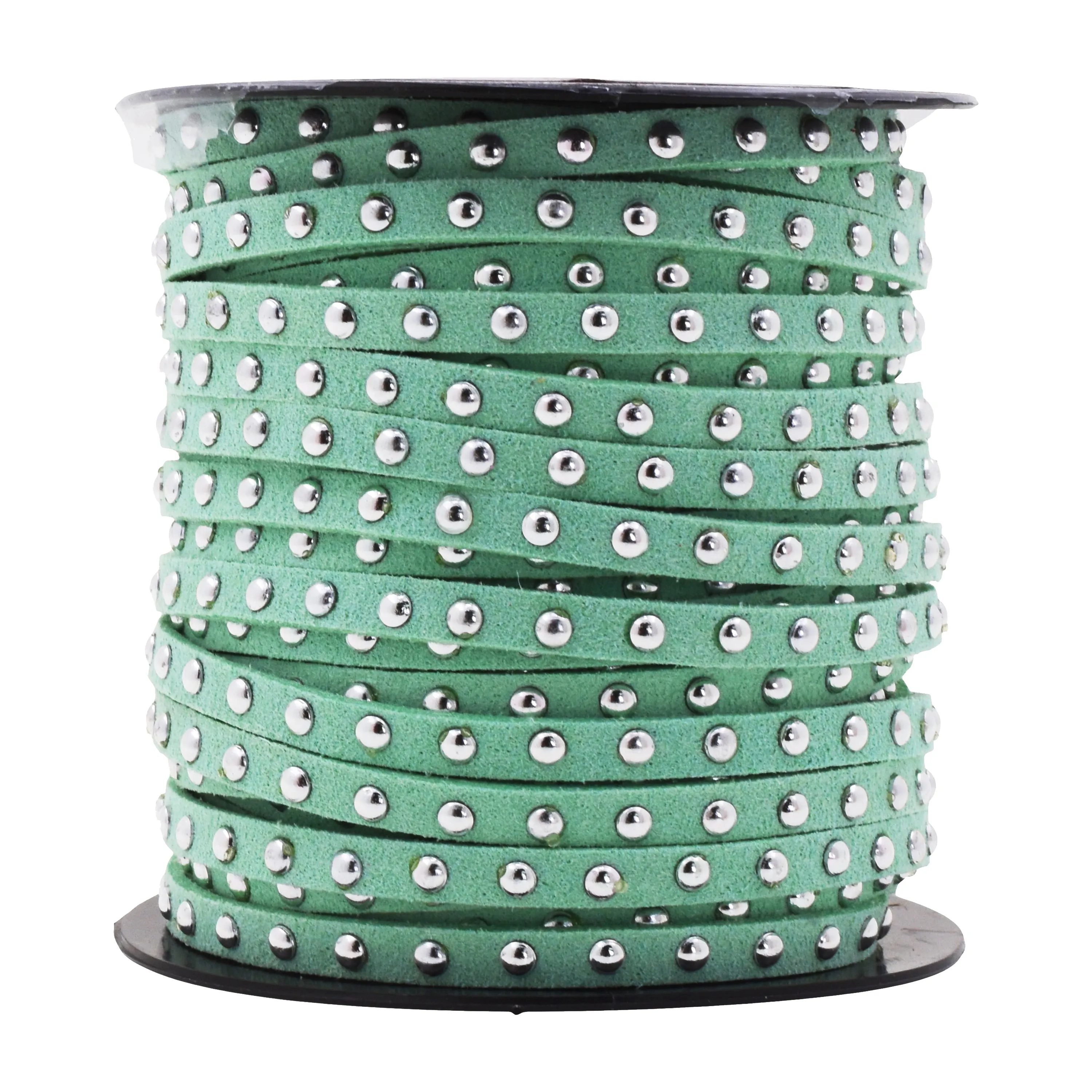 5mm Studded Faux Suede Cord Rope for Jewelry Making - 20 Yards Faux Leather Ribbon - Flat Micro Fiber Leather String Faux Leather Lace with Rivets