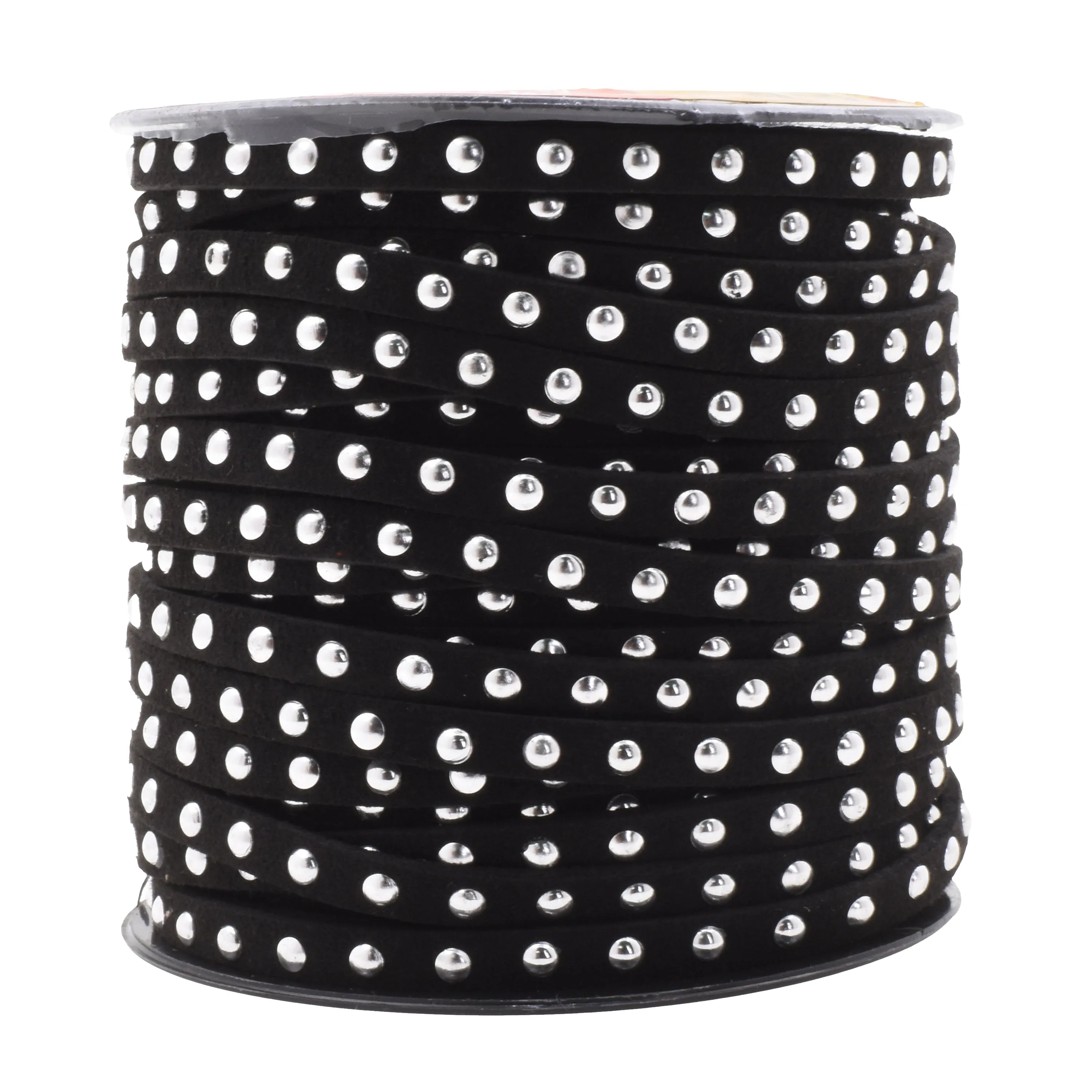 5mm Studded Faux Suede Cord Rope for Jewelry Making - 20 Yards Faux Leather Ribbon - Flat Micro Fiber Leather String Faux Leather Lace with Rivets