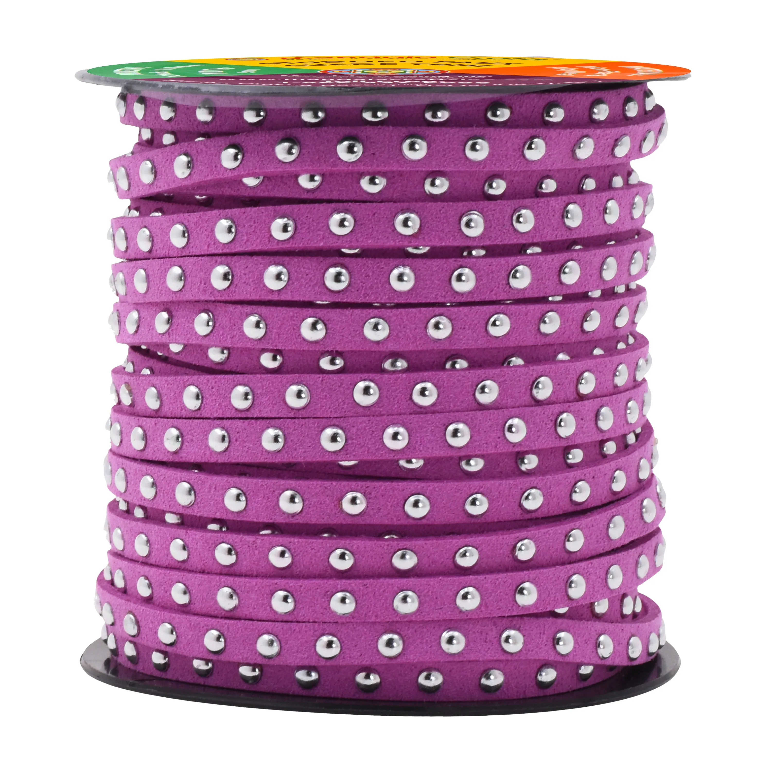 5mm Studded Faux Suede Cord Rope for Jewelry Making - 20 Yards Faux Leather Ribbon - Flat Micro Fiber Leather String Faux Leather Lace with Rivets