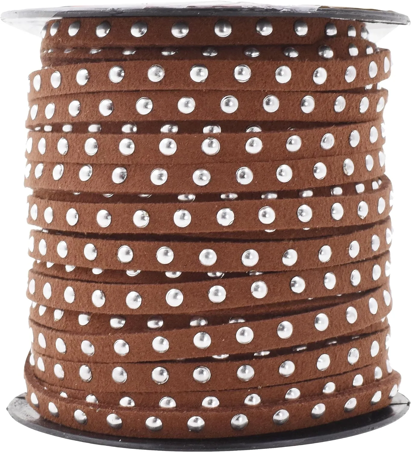 5mm Studded Faux Suede Cord Rope for Jewelry Making - 20 Yards Faux Leather Ribbon - Flat Micro Fiber Leather String Faux Leather Lace with Rivets