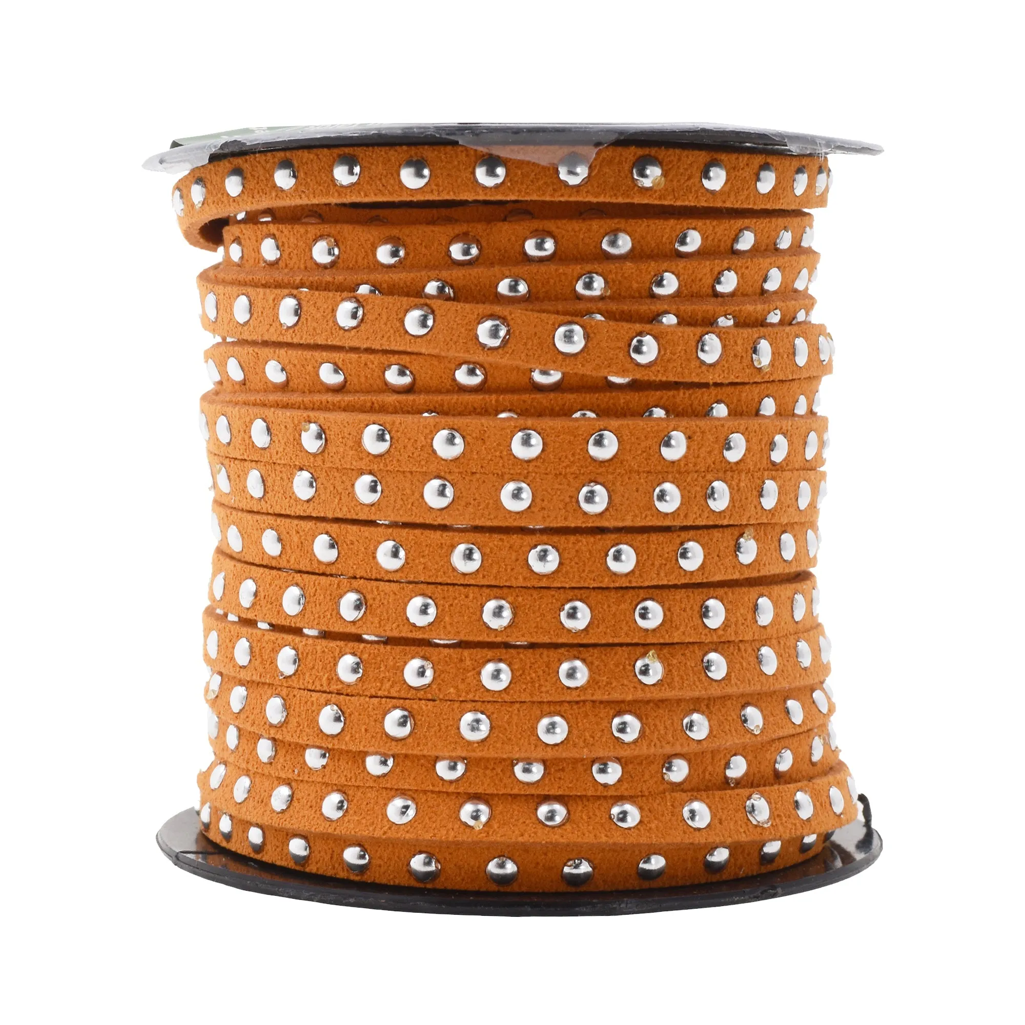 5mm Studded Faux Suede Cord Rope for Jewelry Making - 20 Yards Faux Leather Ribbon - Flat Micro Fiber Leather String Faux Leather Lace with Rivets