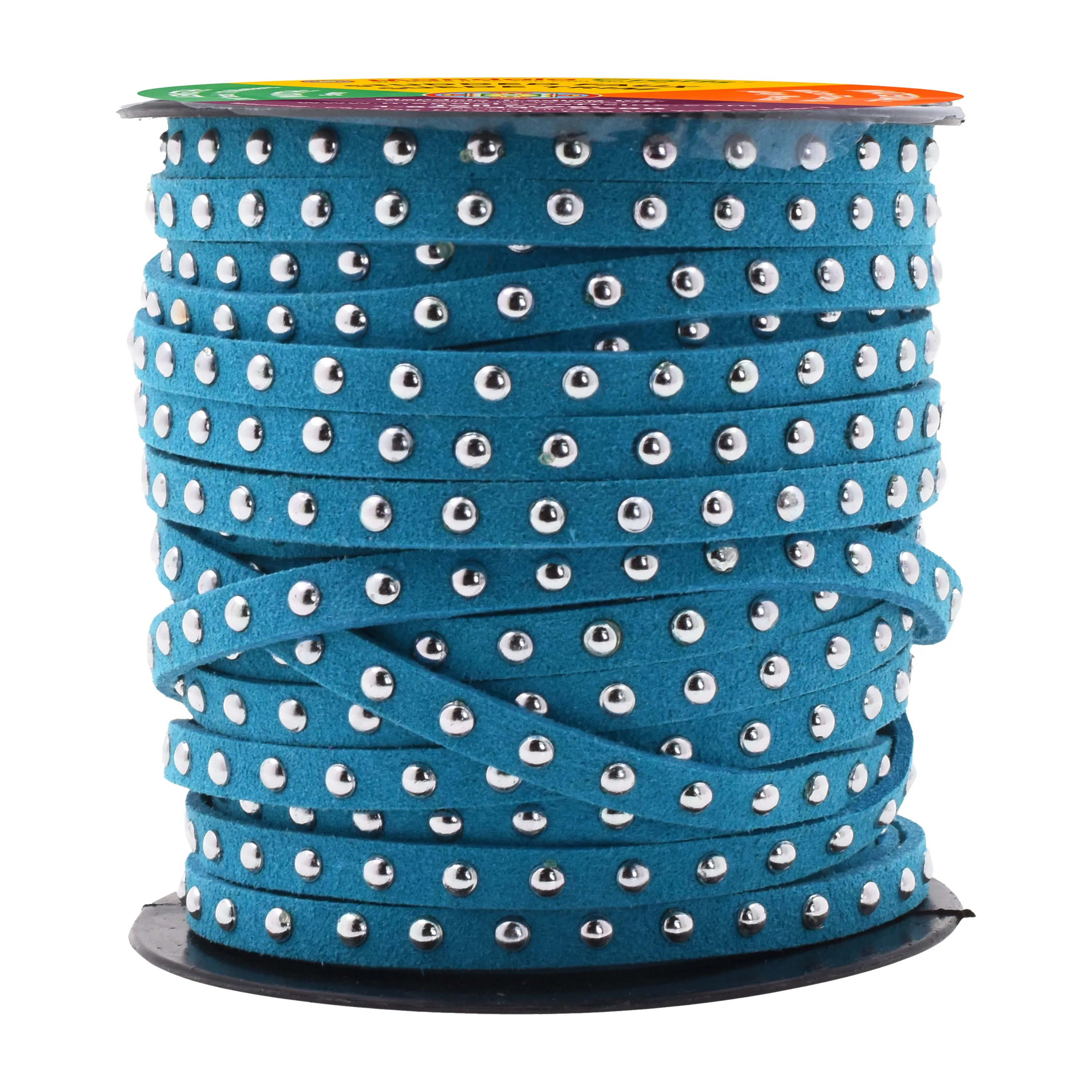 5mm Studded Faux Suede Cord Rope for Jewelry Making - 20 Yards Faux Leather Ribbon - Flat Micro Fiber Leather String Faux Leather Lace with Rivets