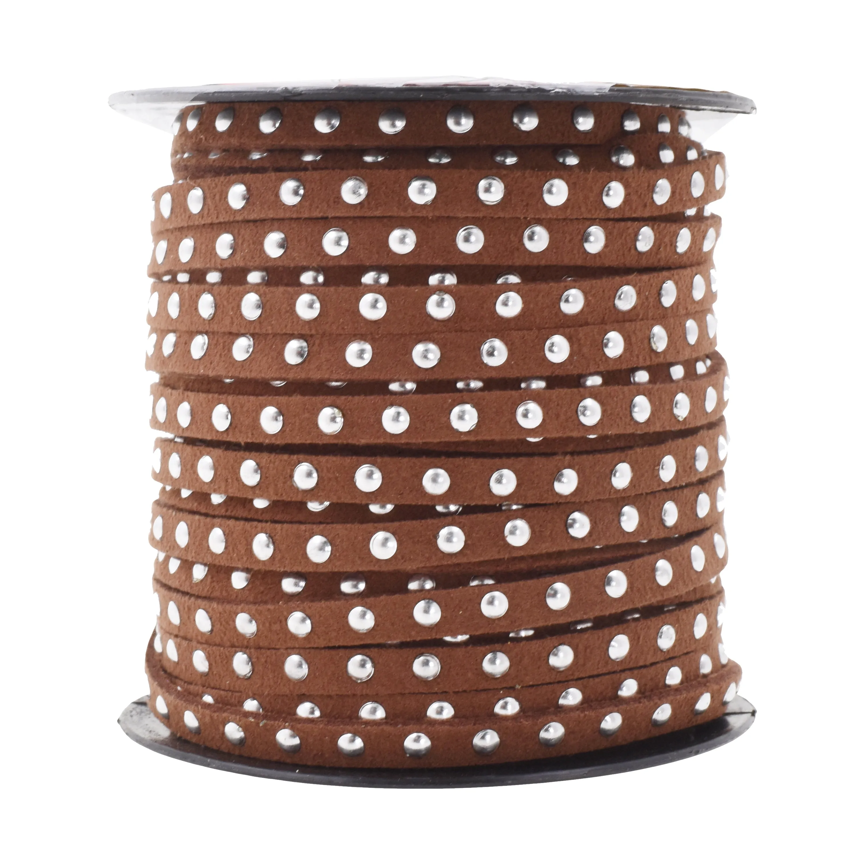 5mm Studded Faux Suede Cord Rope for Jewelry Making - 20 Yards Faux Leather Ribbon - Flat Micro Fiber Leather String Faux Leather Lace with Rivets