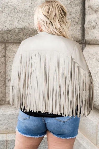 Blue Zone Planet |  Plus Size Fringe Open Front Jacket