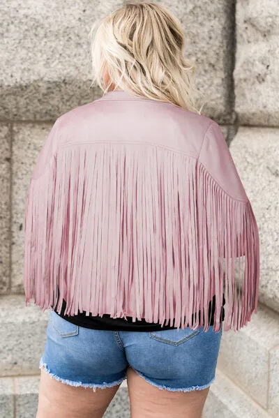 Blue Zone Planet |  Plus Size Fringe Open Front Jacket