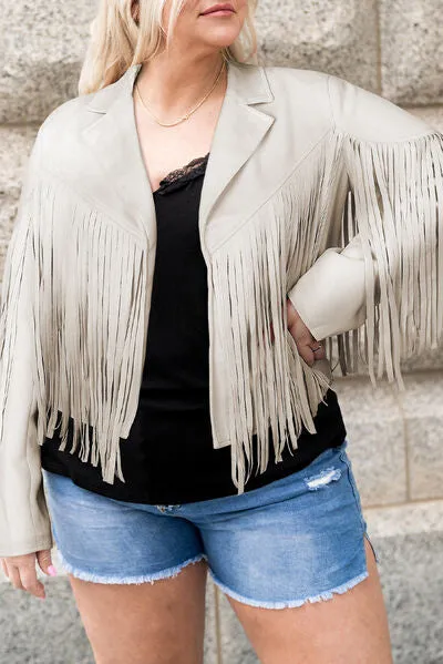 Blue Zone Planet |  Plus Size Fringe Open Front Jacket