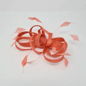 Coral Tangerine Slide Feather Fascinator Clip