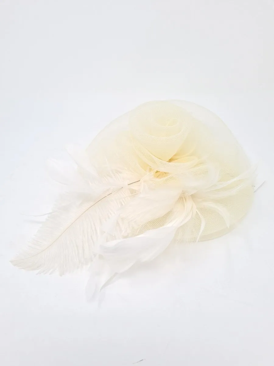Cream Feather Slide Fascinator