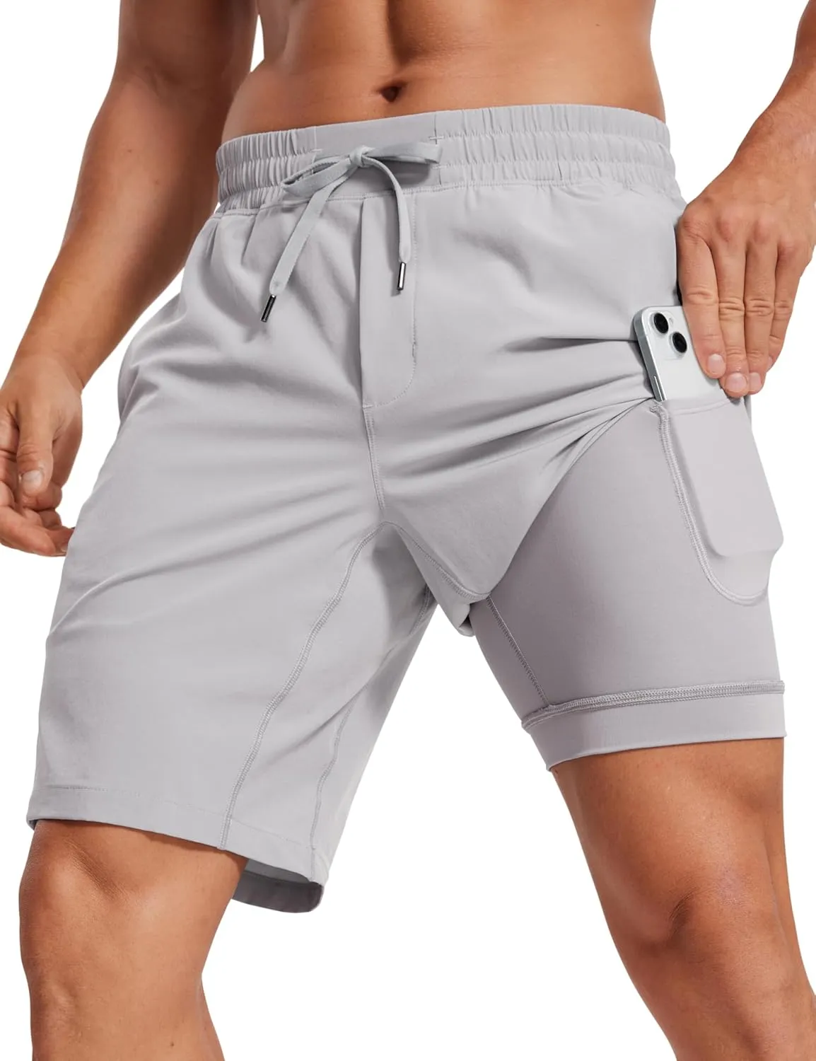 CRZ YOGA Men's 2 in 1 Running Shorts with Liner - 9'' Quick Dry for Workout Sports Athletic with Pockets