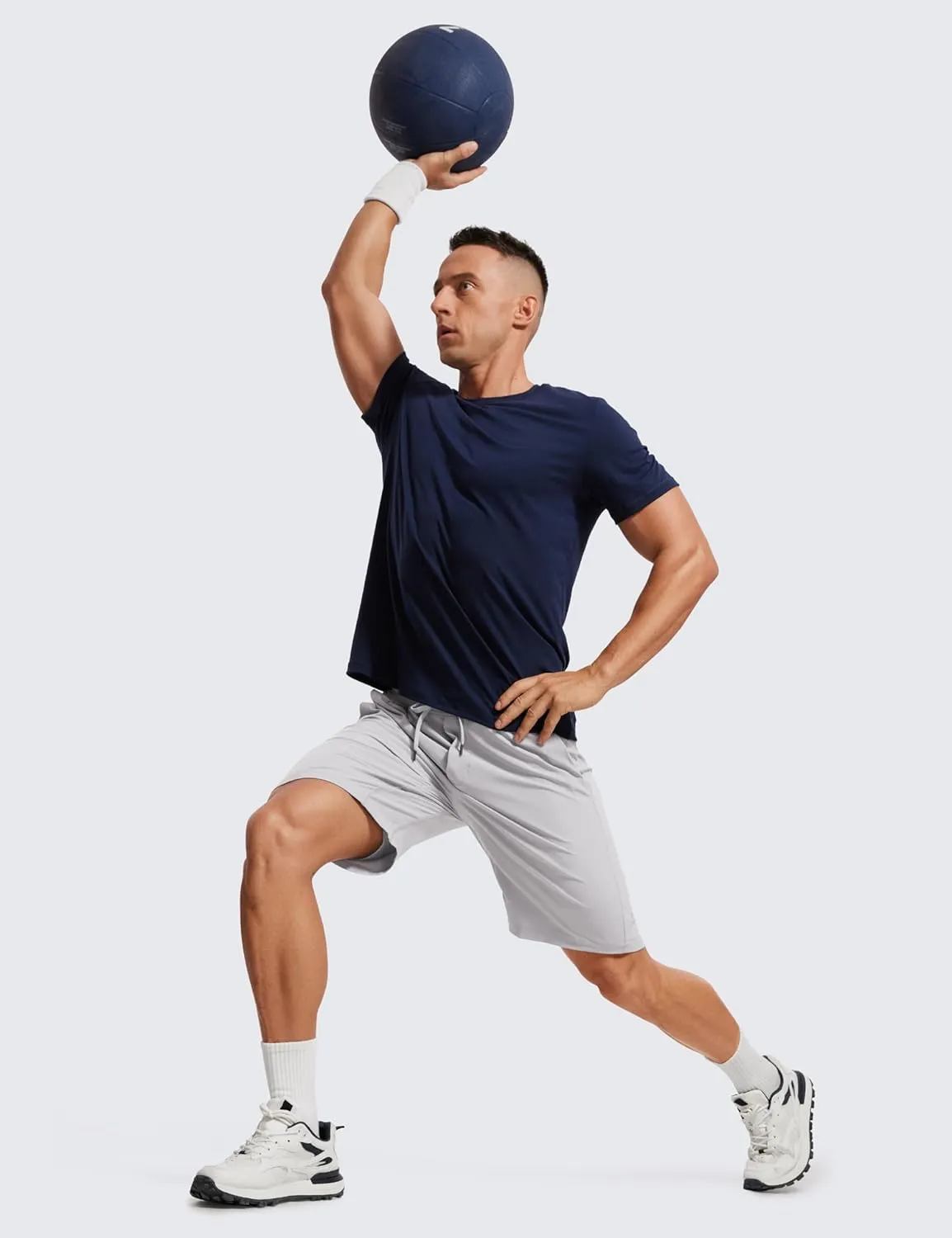 CRZ YOGA Men's 2 in 1 Running Shorts with Liner - 9'' Quick Dry for Workout Sports Athletic with Pockets