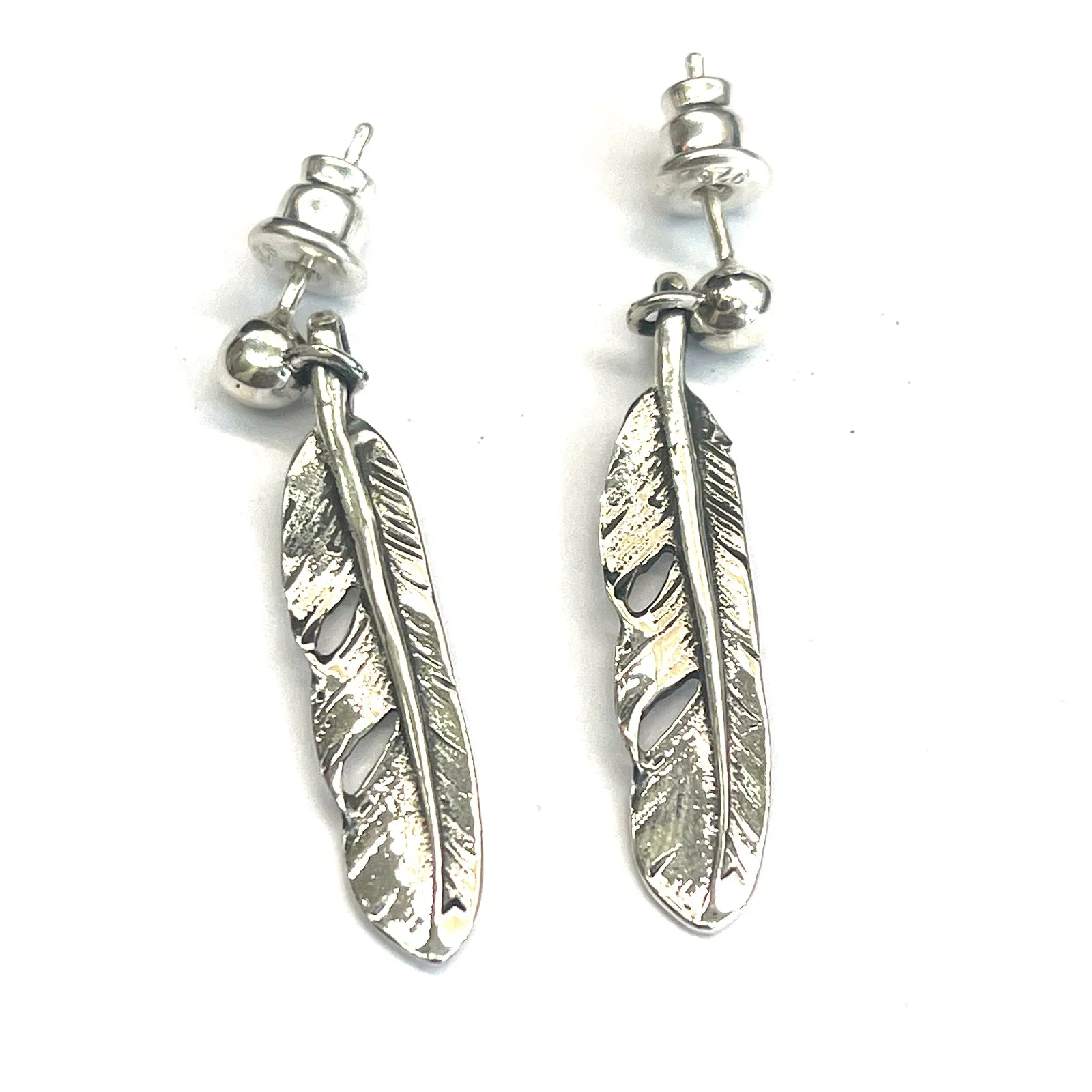 Feather studs silver earring