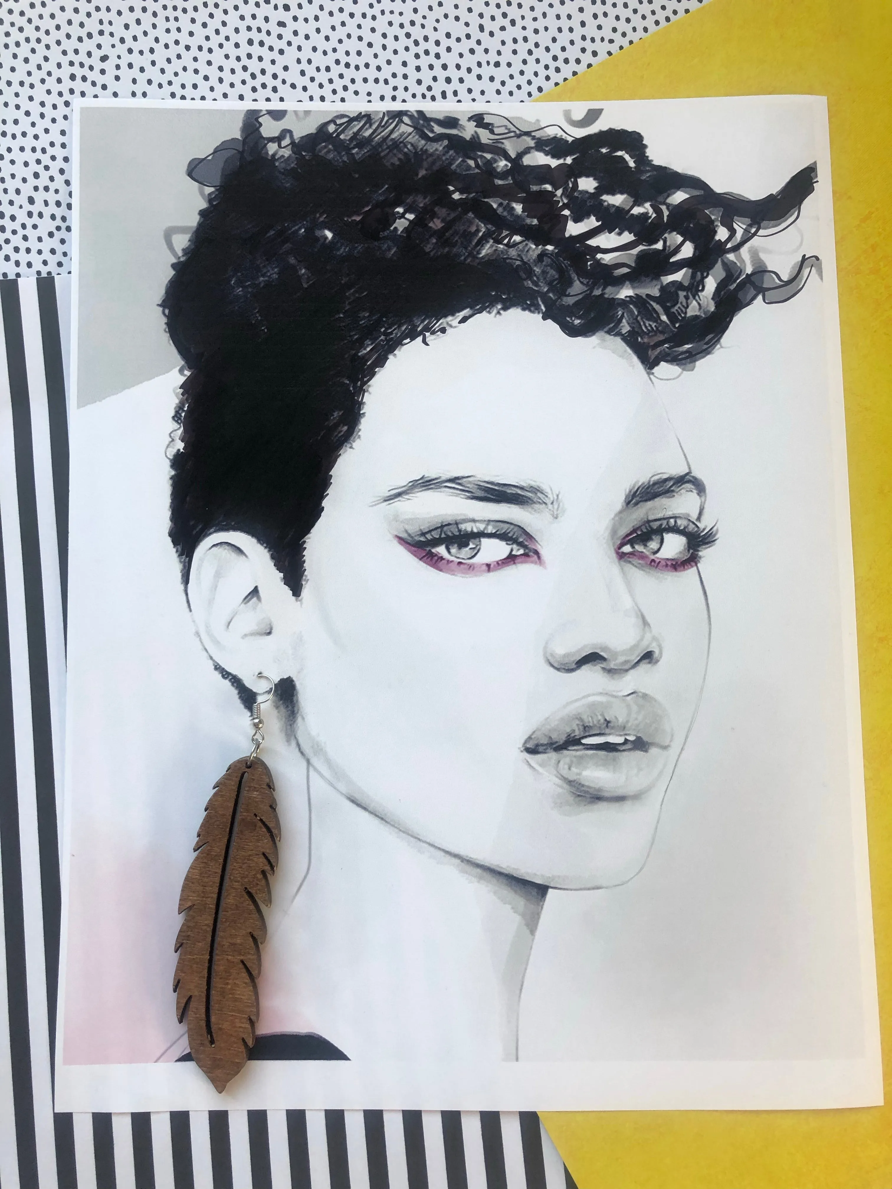 Feather Wooden Earrings