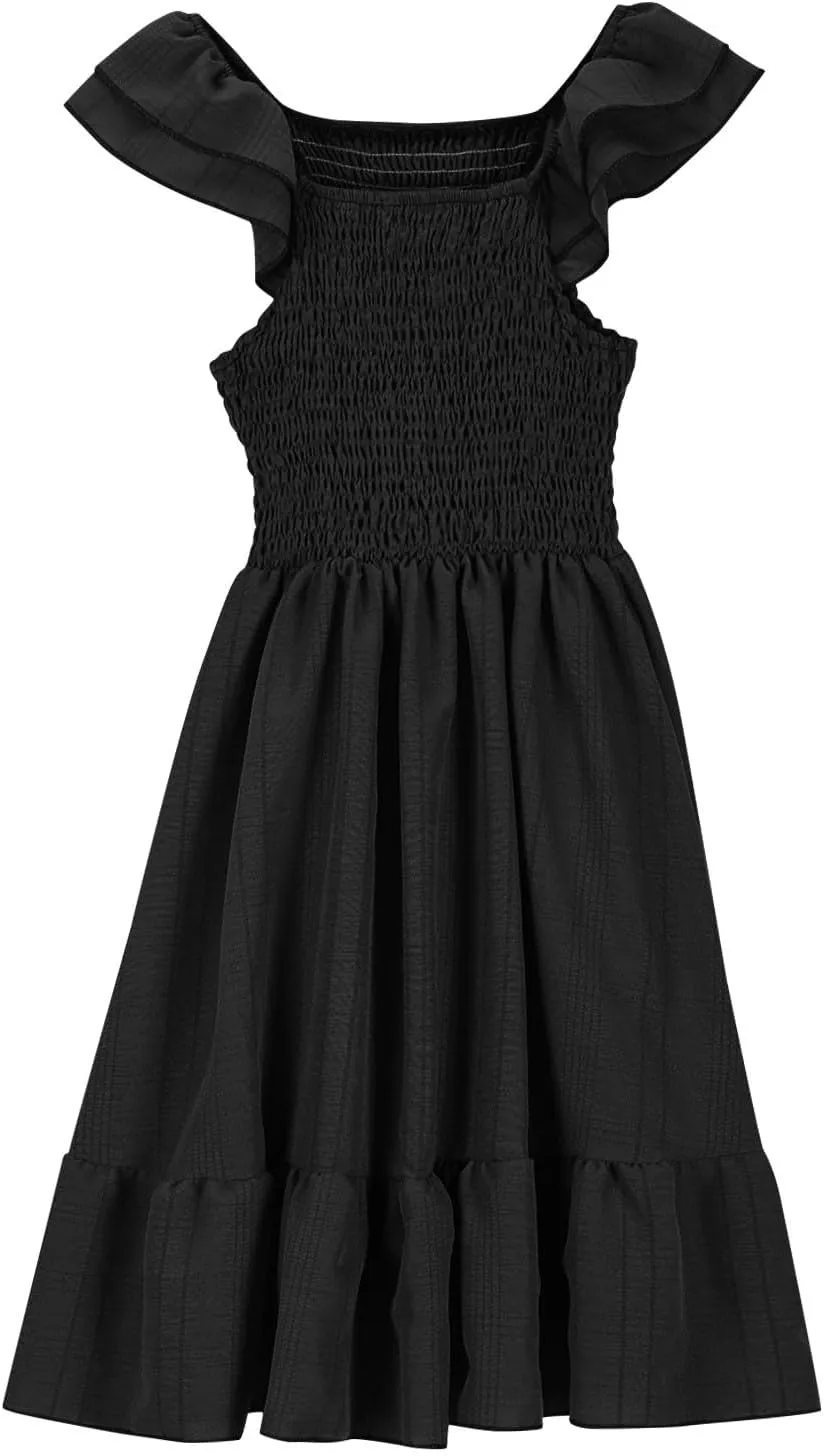 Girls Summer Dresses Cute Ruffle Sleeve Smocked Flowy Kids Spring Dress Party Sundresses 3-12 Years