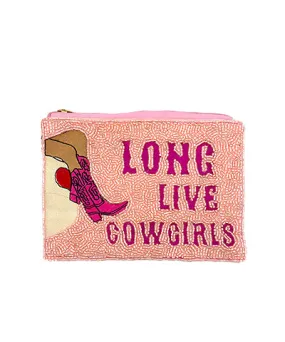 Long Live Cowgirls Beaded Wristlet Pouch