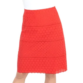 M&S Per Una A-Line Red Cotton Embroidered Short Skirts