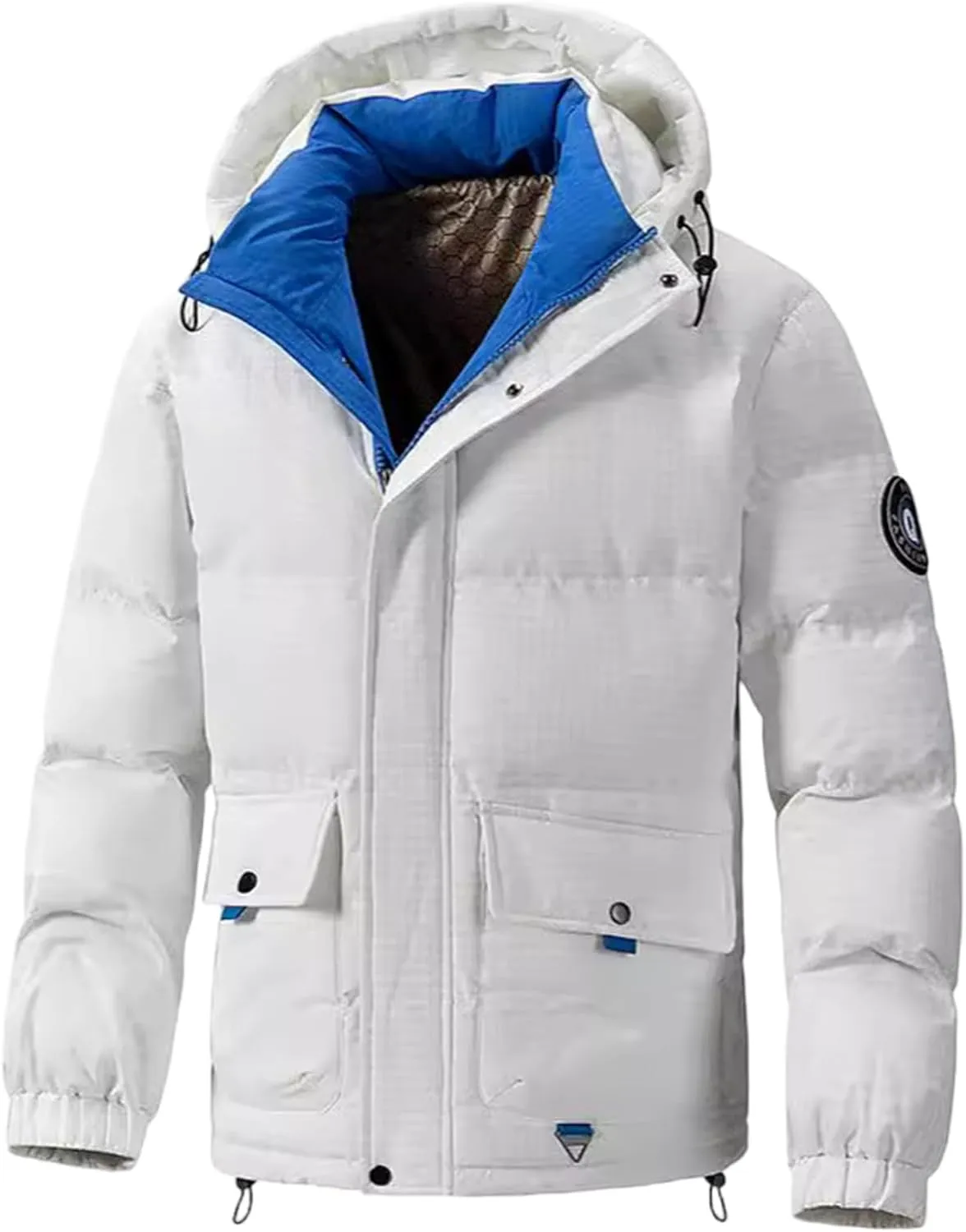 Mens Winter Coats Cozy Warm Puffer Jackets Coats Soild Outdoor Ski Hiking Thicken down Quilted Outerwear with Hood