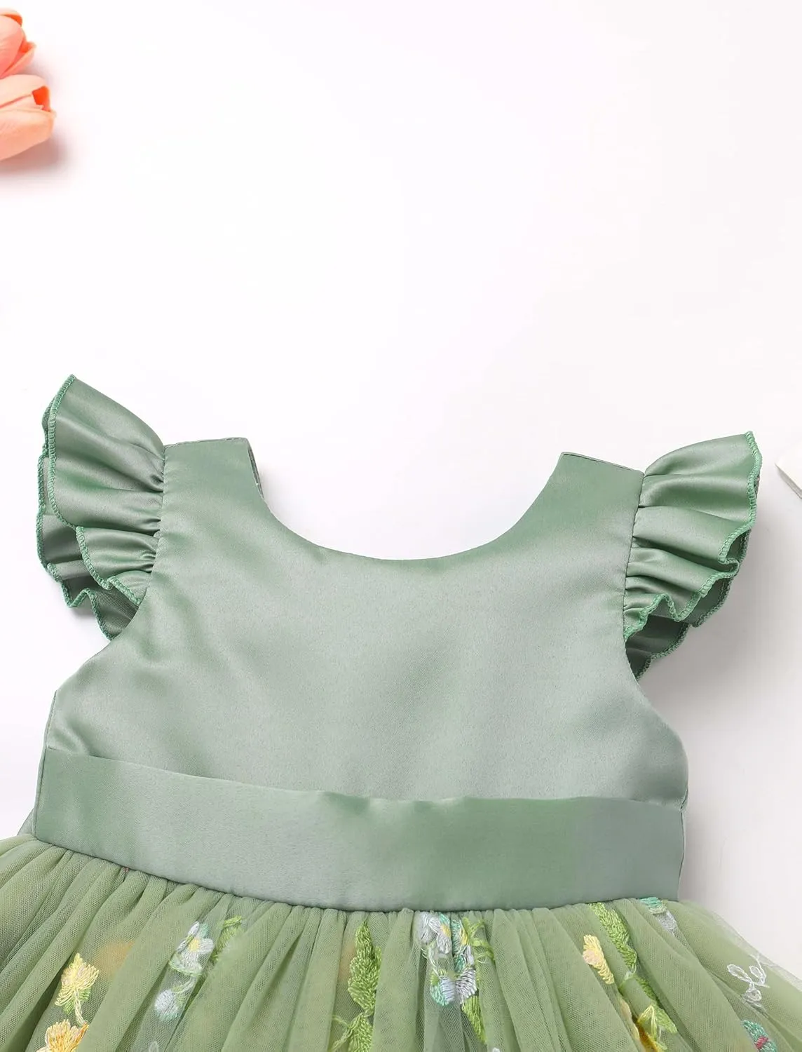 OBEEII Baby Girls Birthday Cake Smash Outfit Formal Baptism Photoshoot Tulle Dress Wedding Flower Girl Dress with Headband