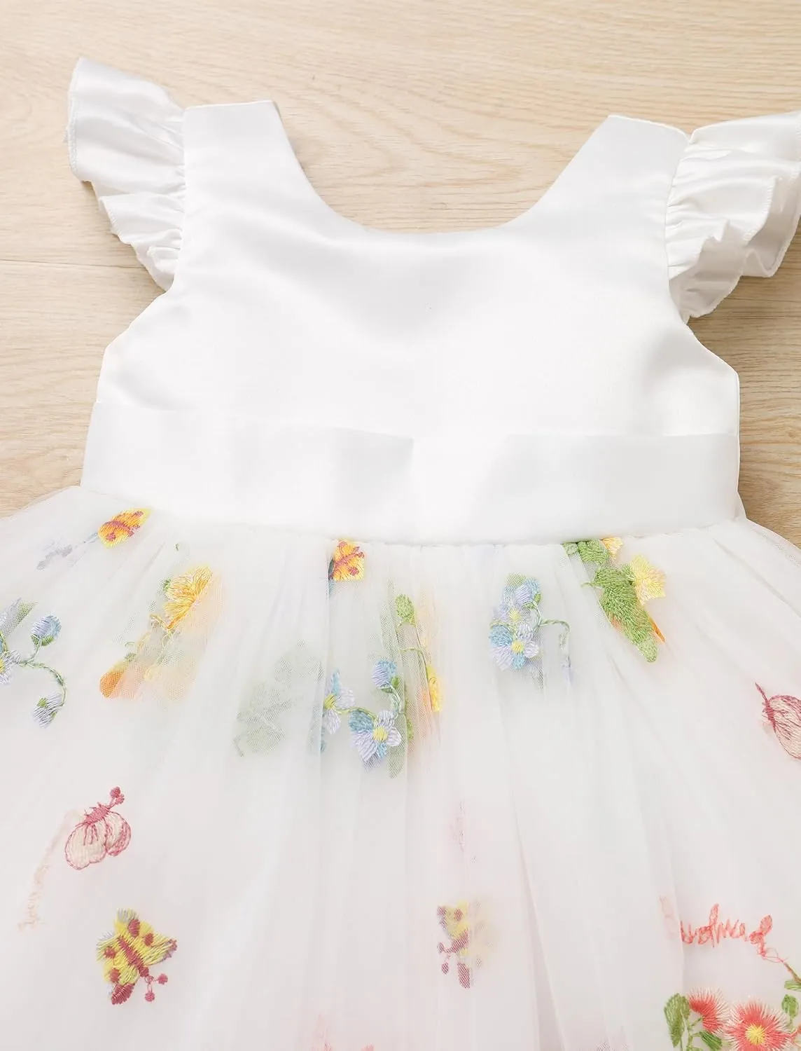 OBEEII Baby Girls Birthday Cake Smash Outfit Formal Baptism Photoshoot Tulle Dress Wedding Flower Girl Dress with Headband