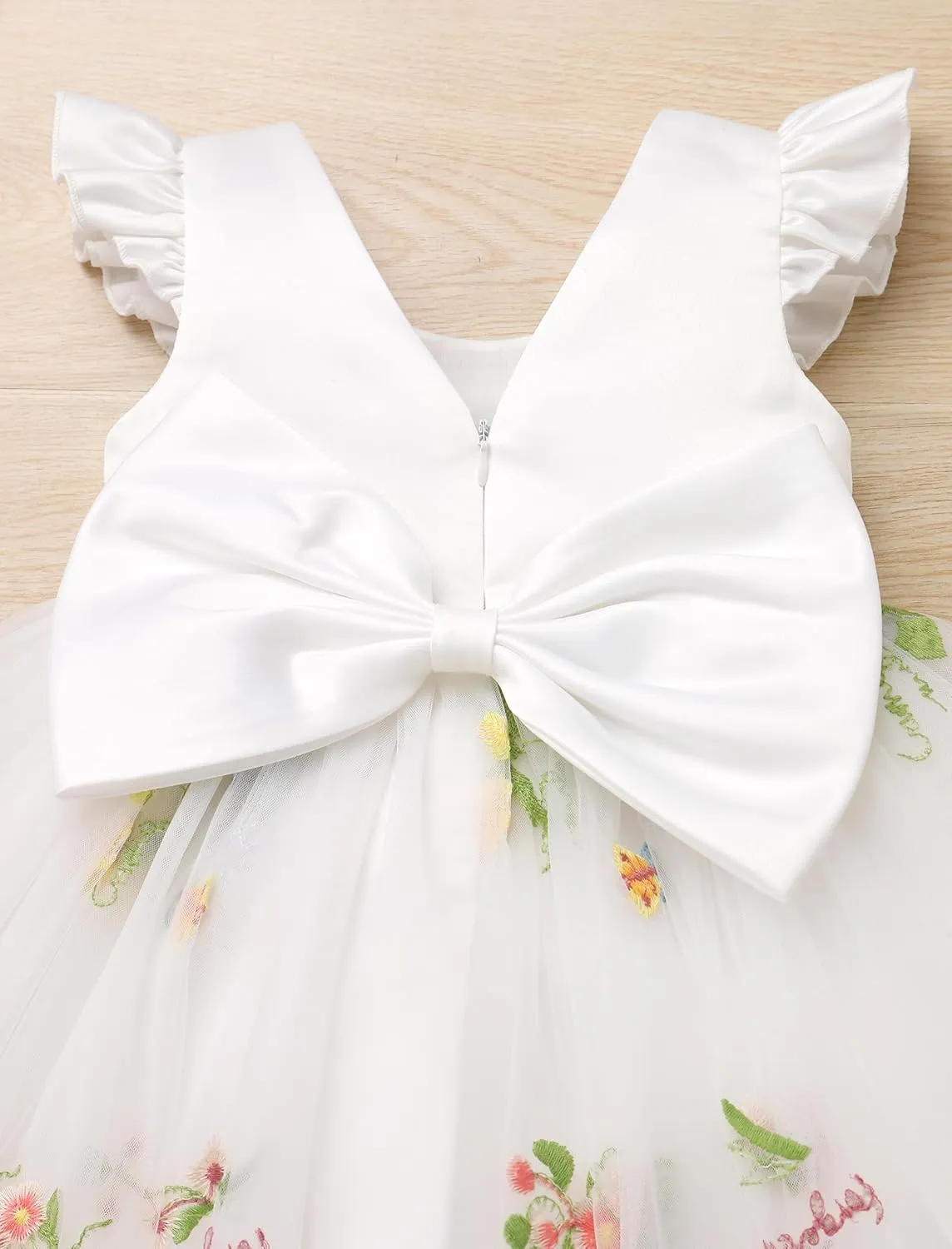 OBEEII Baby Girls Birthday Cake Smash Outfit Formal Baptism Photoshoot Tulle Dress Wedding Flower Girl Dress with Headband