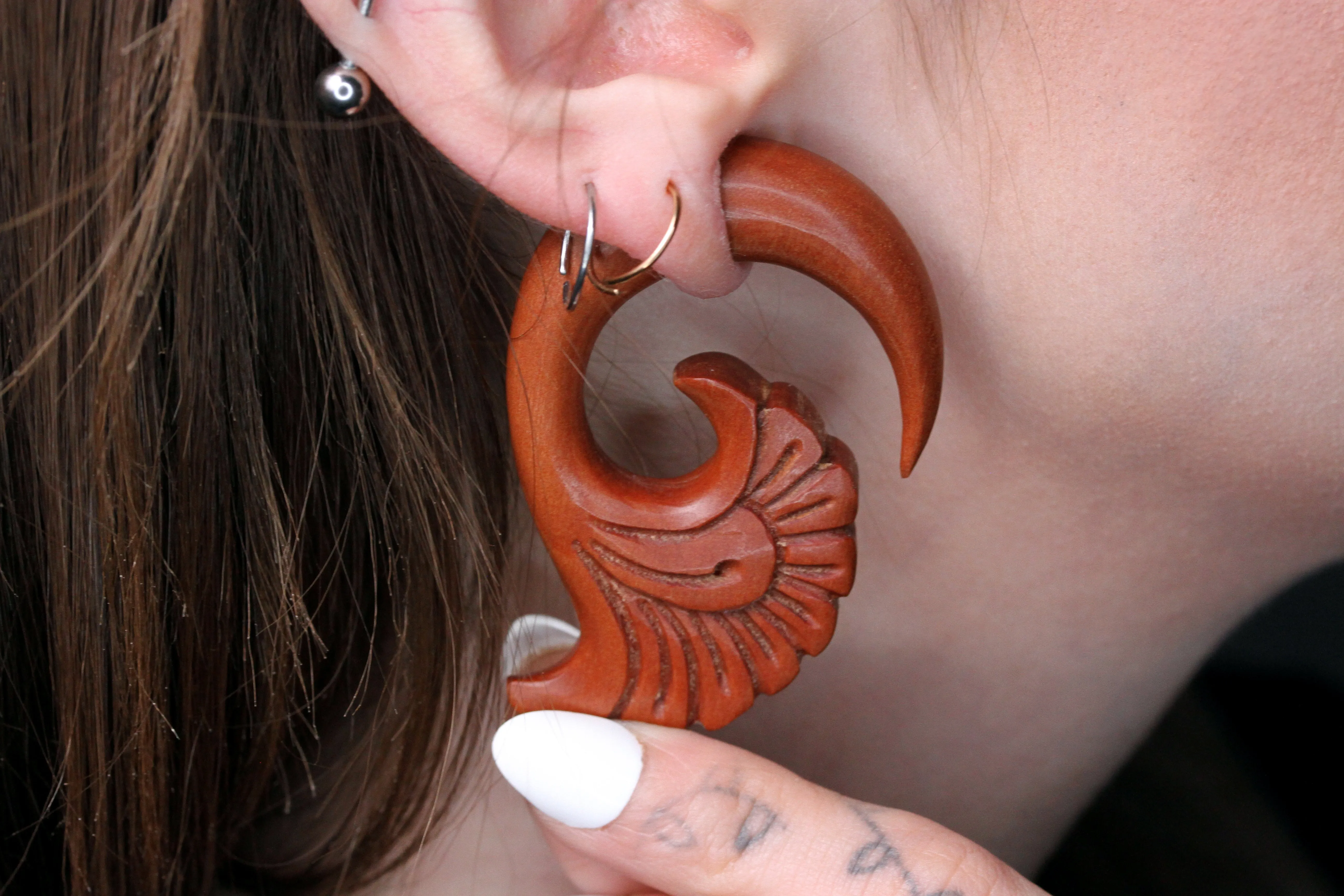 Stretch Plug Hangers - Carved Wood Ear Stretcher (Pair) - A039