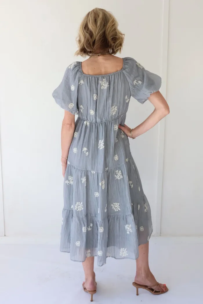Sweetheart Embroidered Midi Dress