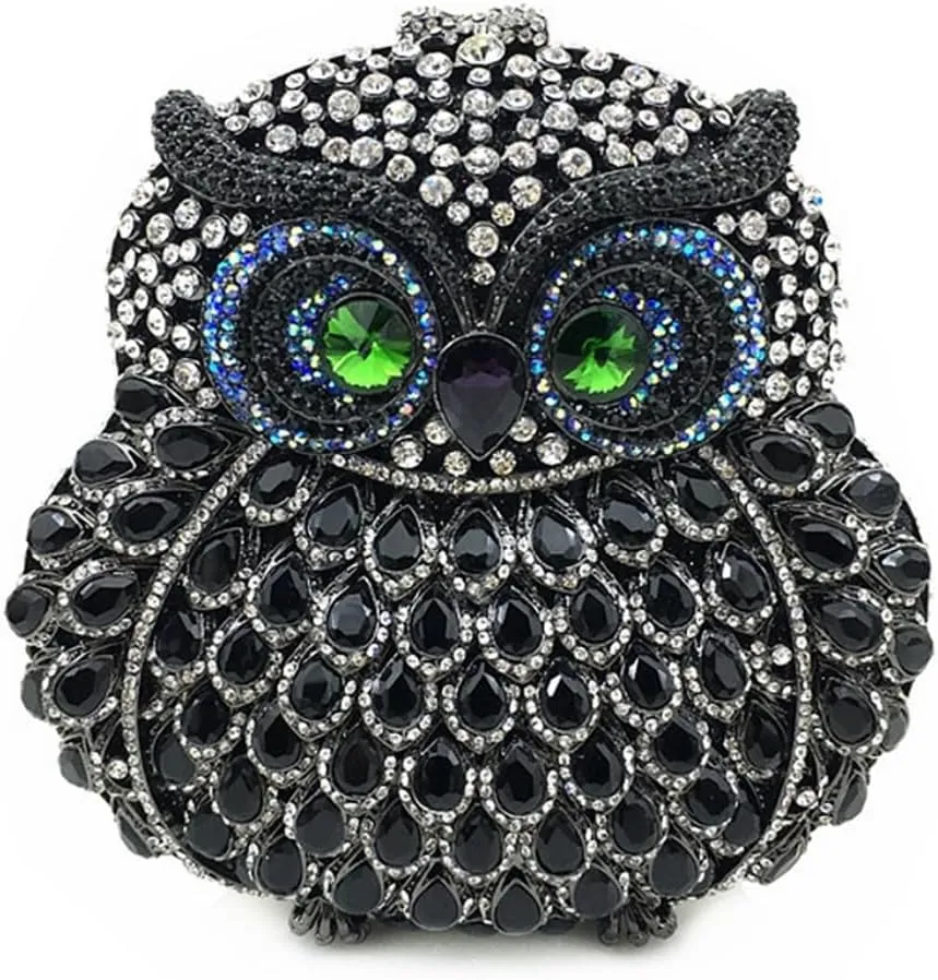 UMREN Cute Owl Clutch Women Crystal Evening Bags Luxury Handbag Rhinestone Wedding Party Purse