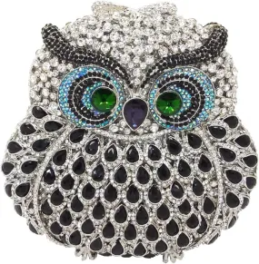 UMREN Cute Owl Clutch Women Crystal Evening Bags Luxury Handbag Rhinestone Wedding Party Purse