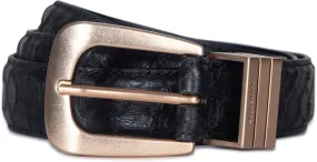 Women's 1 Inch Feather Edge Snake Belt with Triple Metal Keeper & Tip