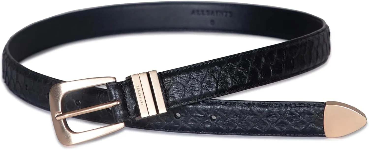 Women's 1 Inch Feather Edge Snake Belt with Triple Metal Keeper & Tip