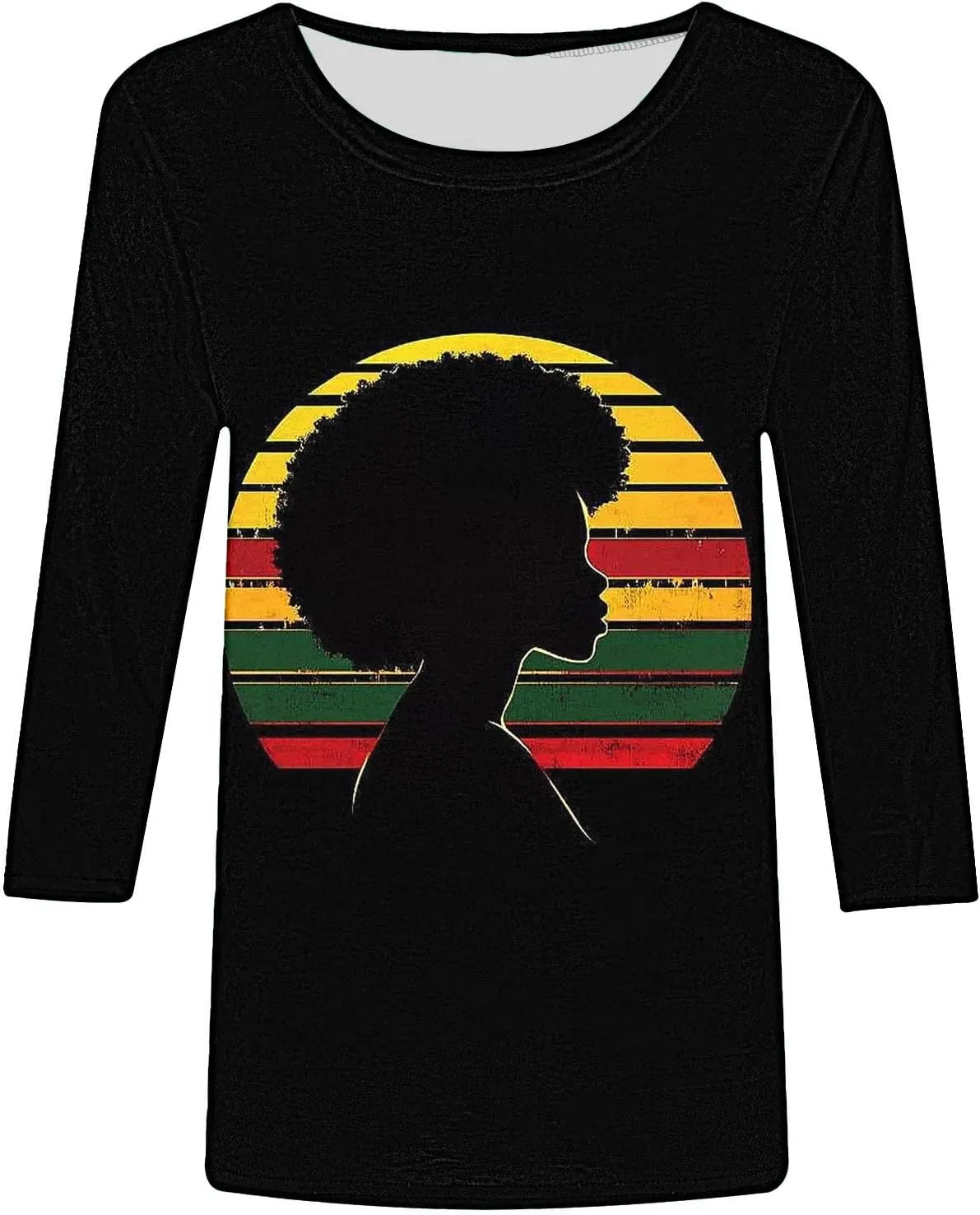 Womens Juneteenth Shirts African American Freedom 1865 Black Independence Day 3/4 Sleeve Summer Tops Plus Size