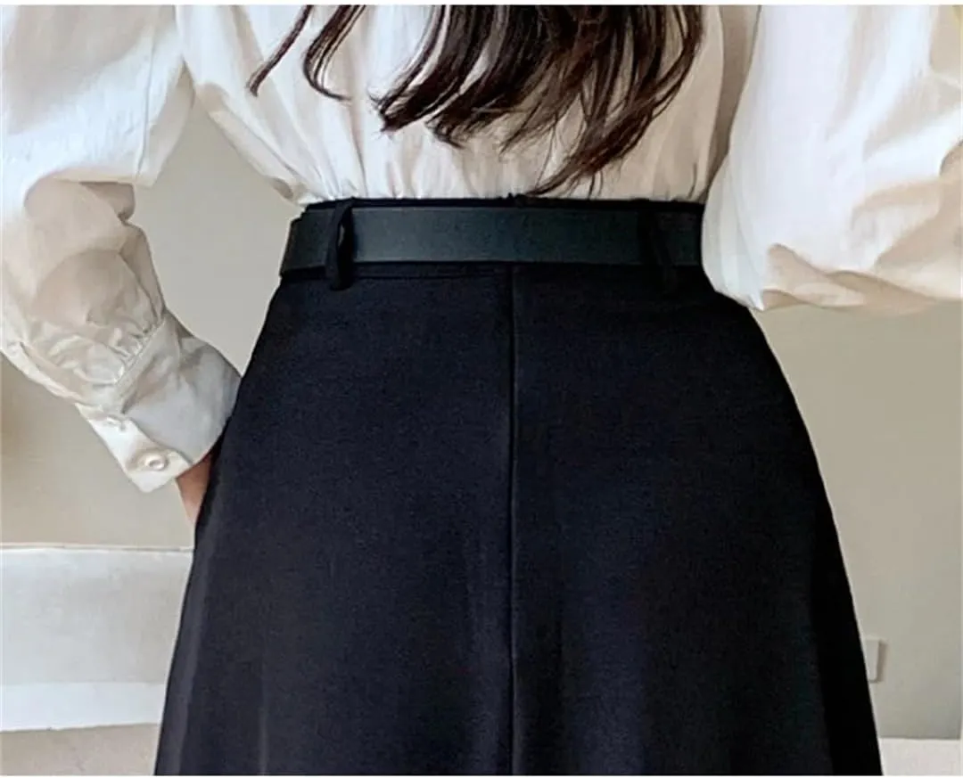 Women's Spring Summer Elegant Loose Umbrella Long Skirts High Waist Solid Casual A-Line Skirts