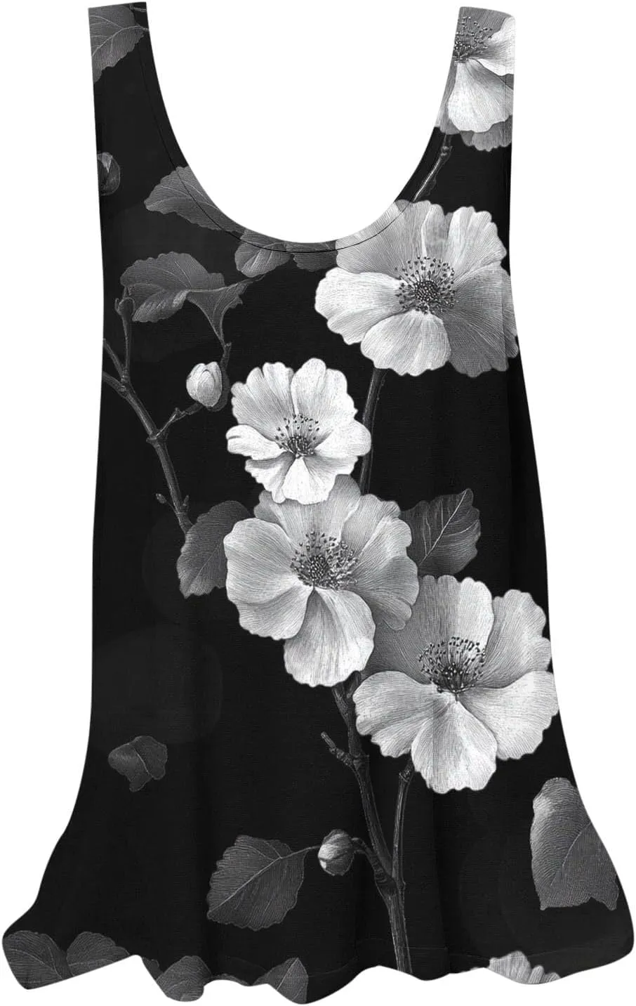 Womens Tank Tops Hawaiian Dressy Printed Casual Crew Neck Sleeveless Shirts 2025 Trendy Summer Beach Ruffled Tank Top