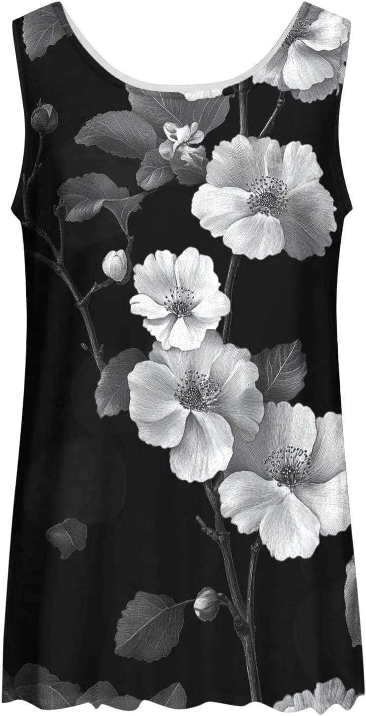 Womens Tank Tops Hawaiian Dressy Printed Casual Crew Neck Sleeveless Shirts 2025 Trendy Summer Beach Ruffled Tank Top